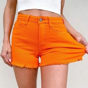 NWOT Judy Blue Tennessee Orange Frey Hem Denim Shorts XL